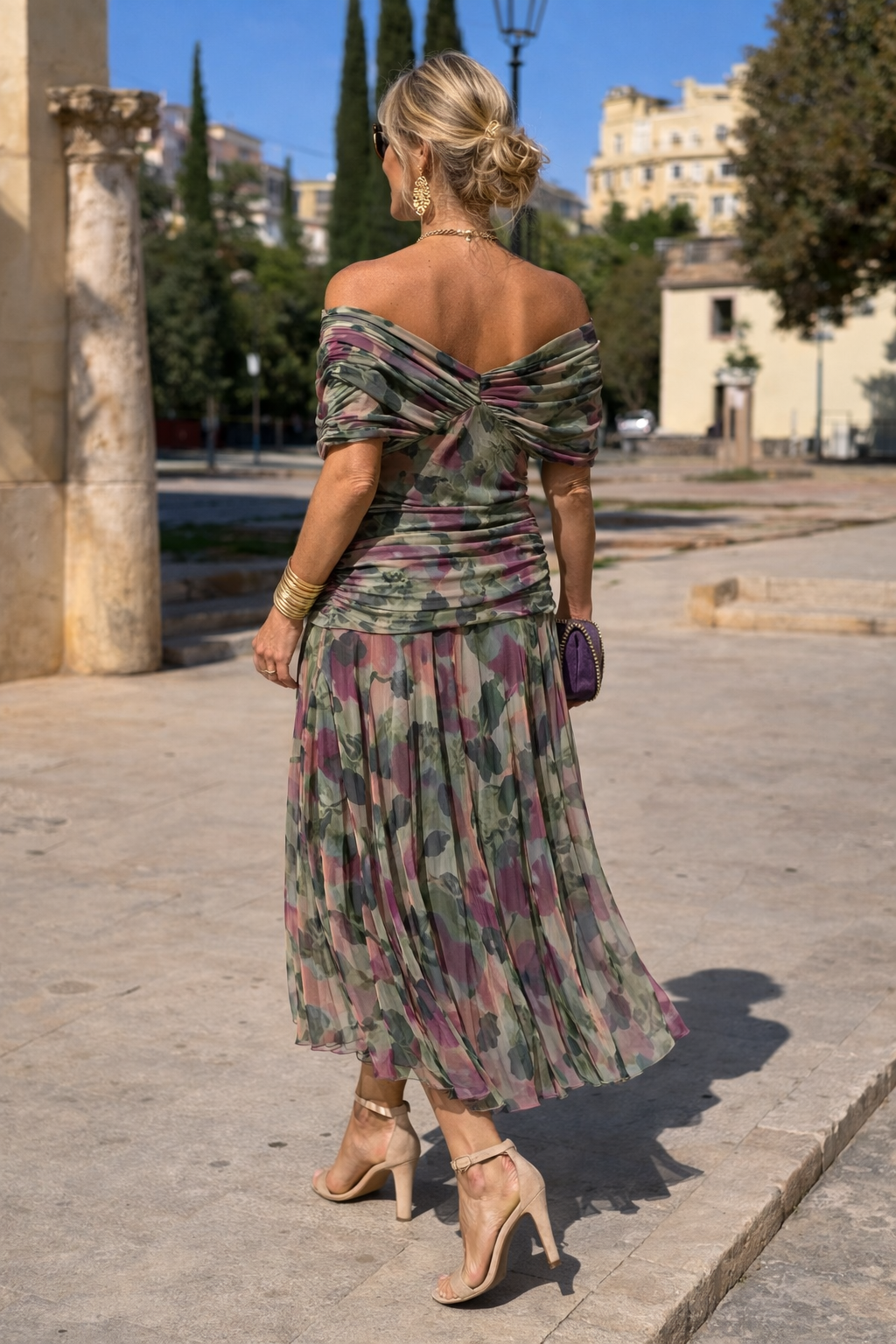 Maxi abito elegante da festa con scollo a cuore
