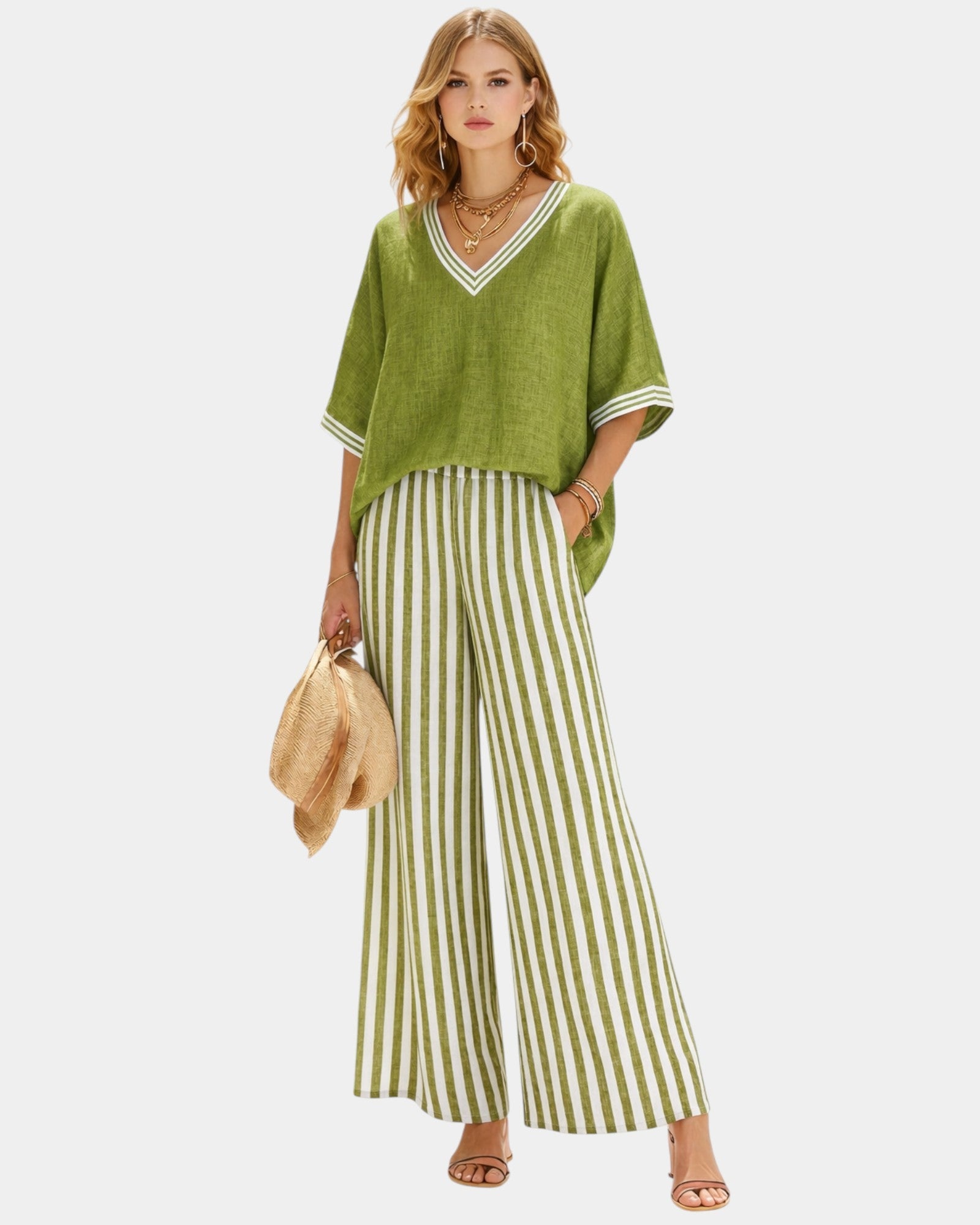 Tristane | Completo di pantaloni e blusa a righe
