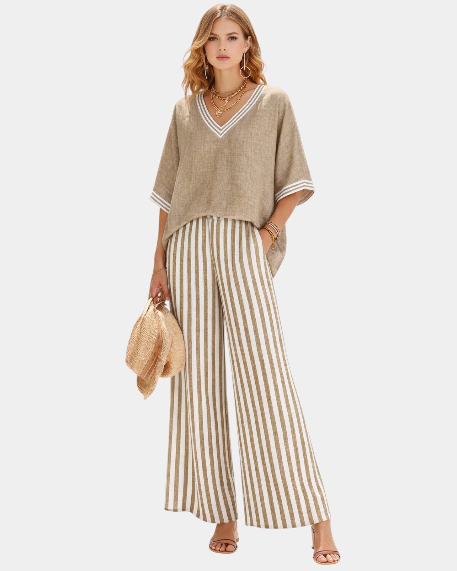 Tristane | Completo di pantaloni e blusa a righe