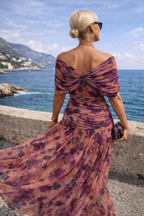 Maxi abito elegante da festa con scollo a cuore
