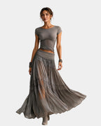 Emeline | Top in pizzo e gonna lunga plissé