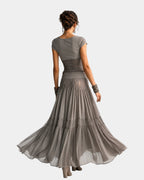 Emeline | Top in pizzo e gonna lunga plissé