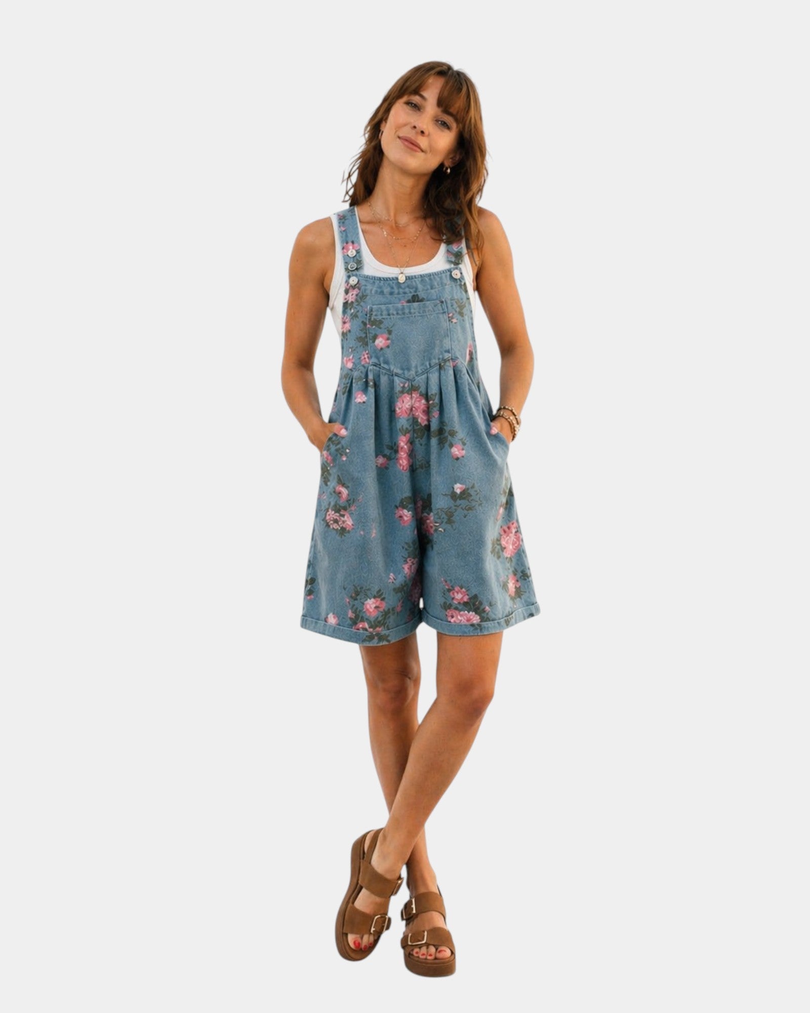 Taniah | Salopette in jeans floreale