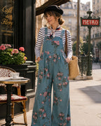 Norelle | Salopette in denim stampato floreale