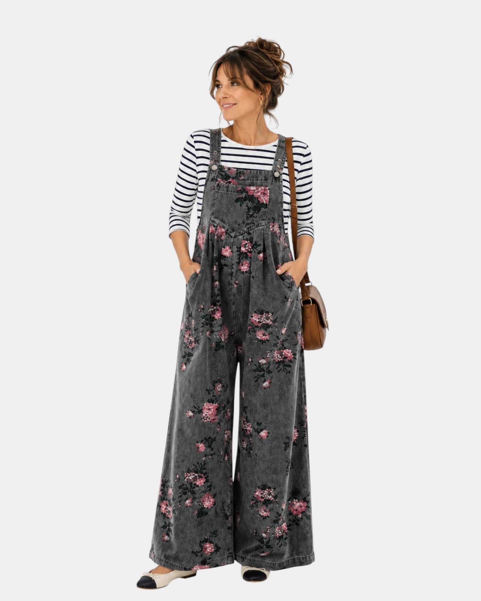 Norelle | Salopette in denim stampato floreale