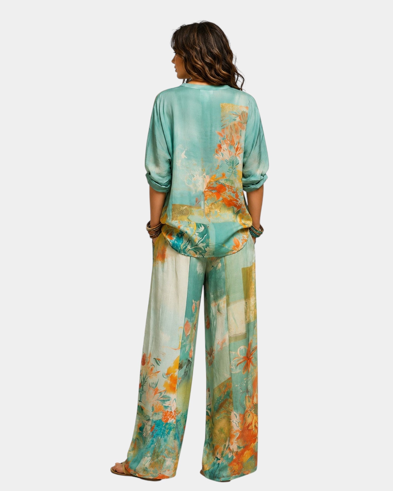 Célidora | Completo elegante con stampa floreale e pantaloni ampi
