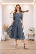 Vestito ricamato illusorio
