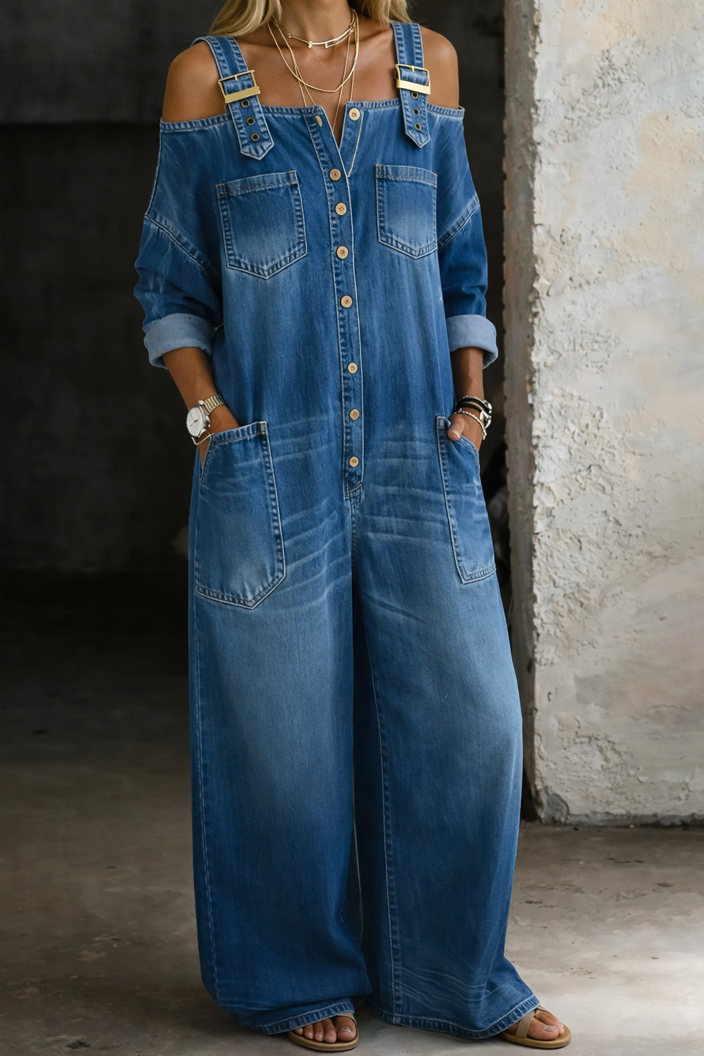 Sophia | Tuta in denim a spalle scoperte