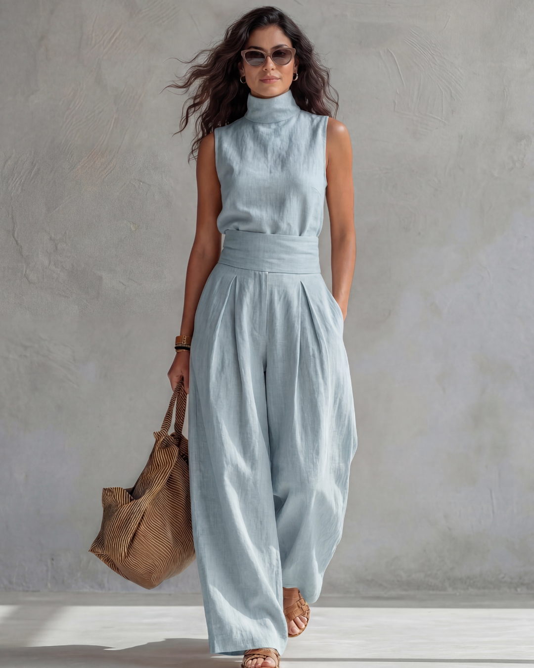 Maria | Completo Elegante Top e Pantaloni a Palazzo