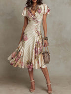 La Scintilla | Abito Elegante Drappeggiato Floreale Camille