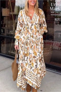 Vestito midi floreale con scollo a V