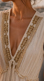 Abito ricamato con strass Capri