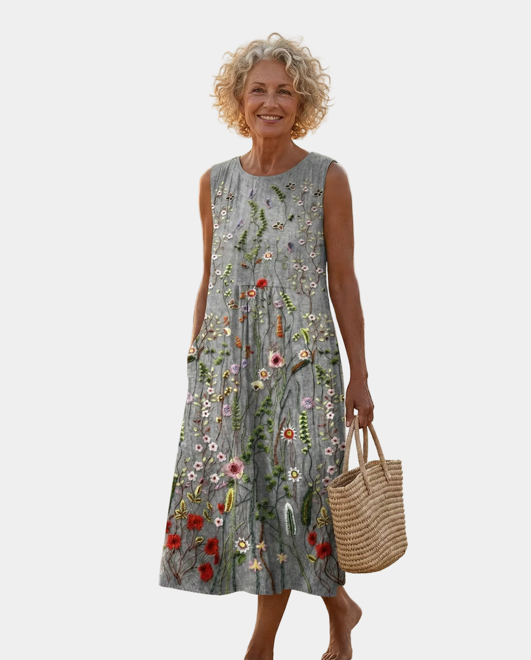 Thalia| Abito Midi Fiori Selvatici