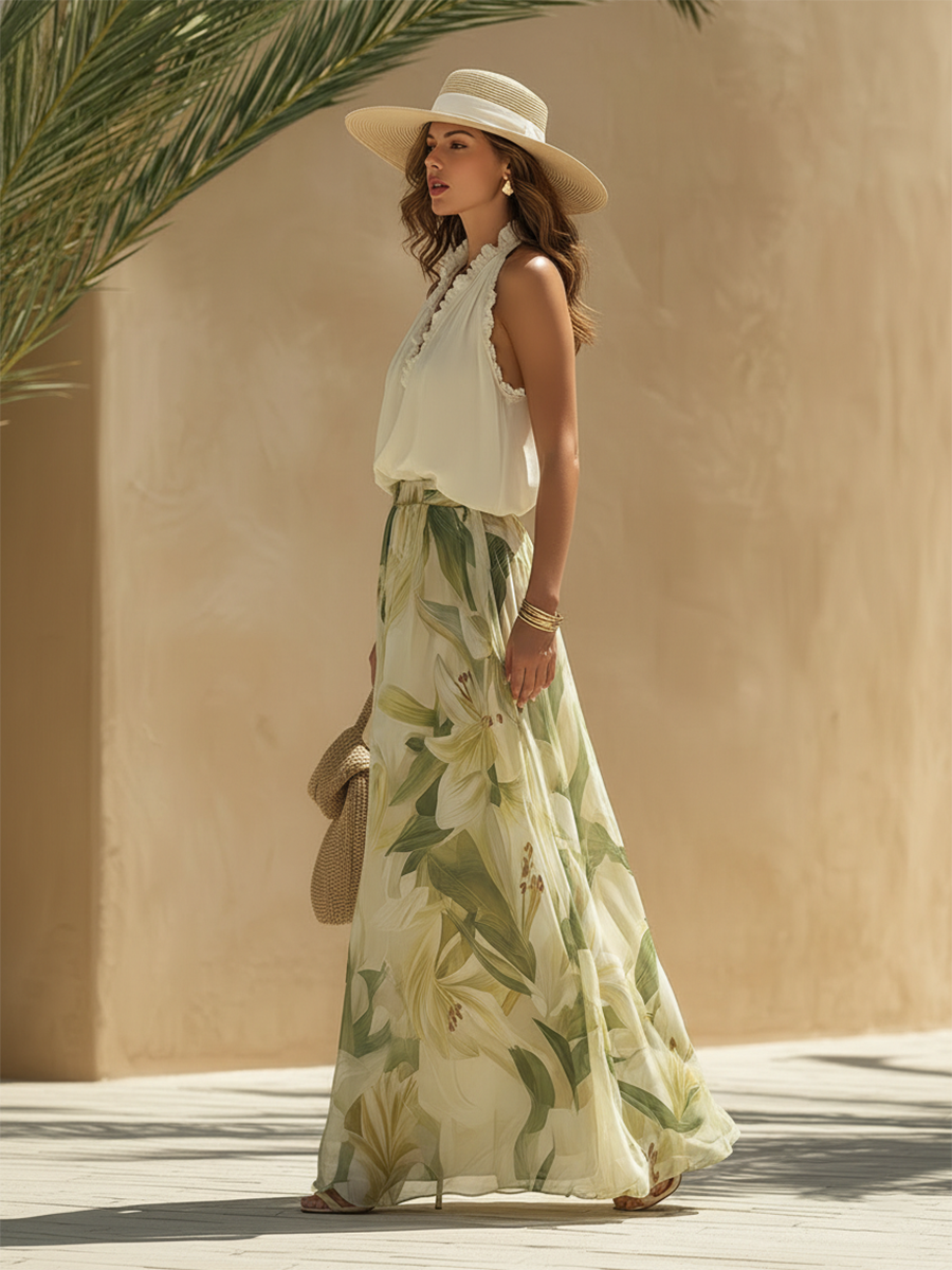 Lisandra | Completo fluente stampato giglio elegante