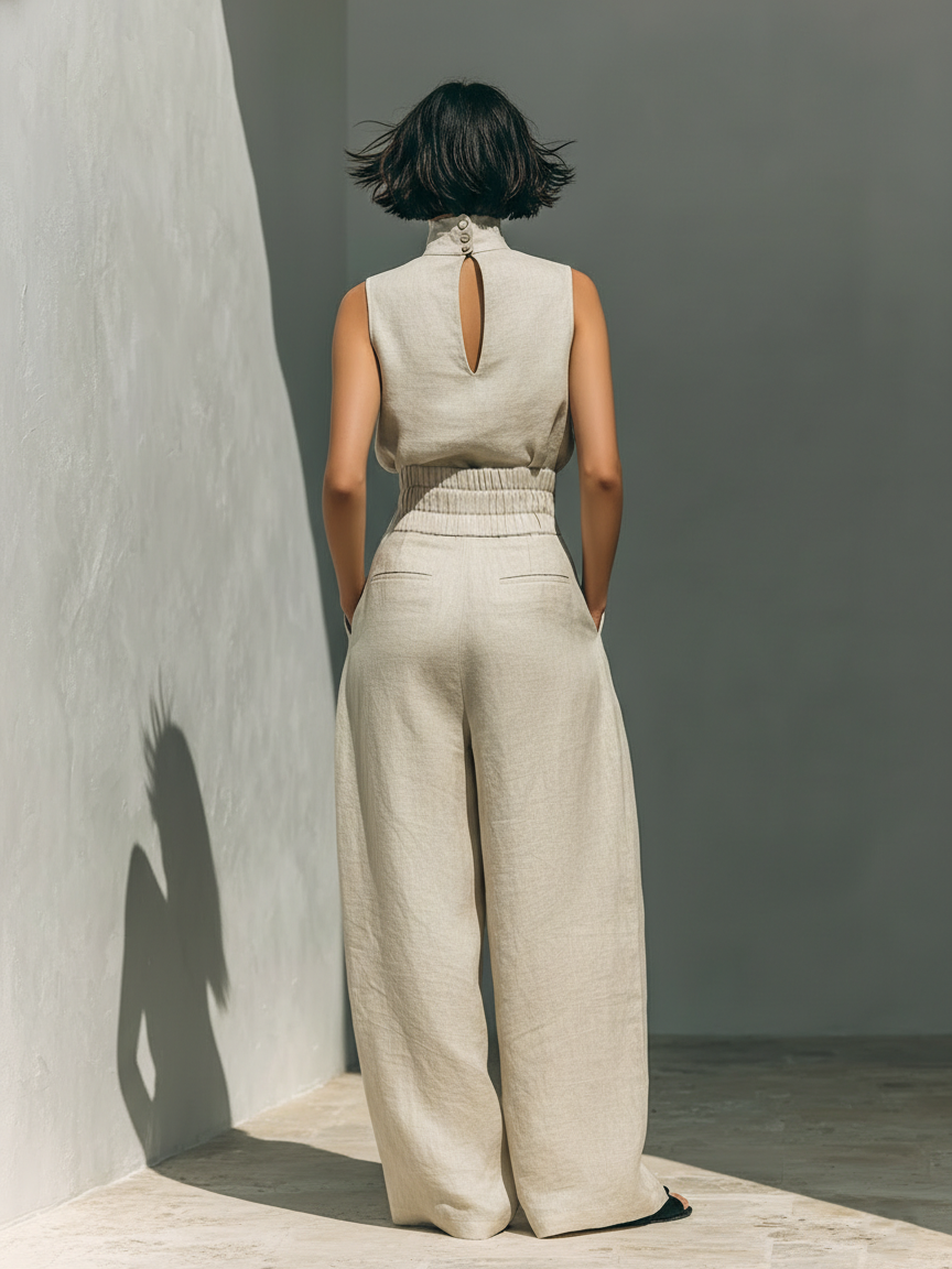 Maria | Completo Elegante Top e Pantaloni a Palazzo