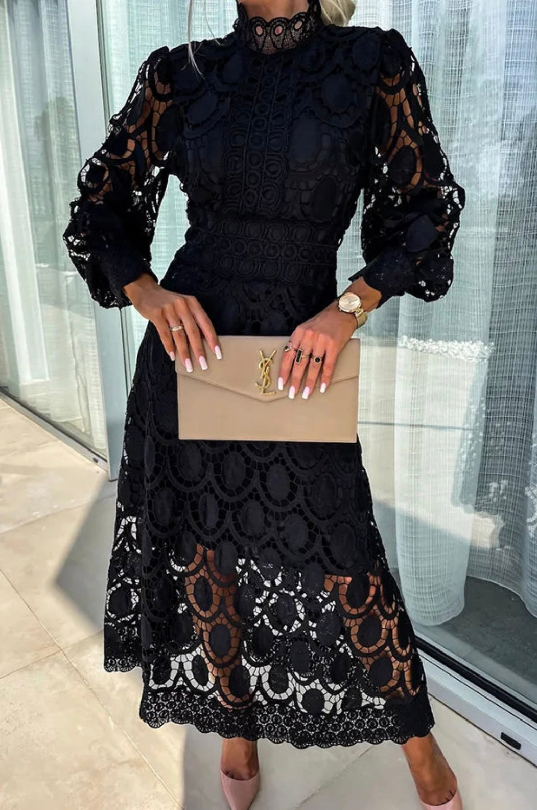 Eloah™ | Abito midi in pizzo elegante