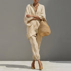 Marina | Completo casual da donna due pezzi con scollo a V