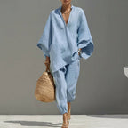 Marina | Completo casual da donna due pezzi con scollo a V