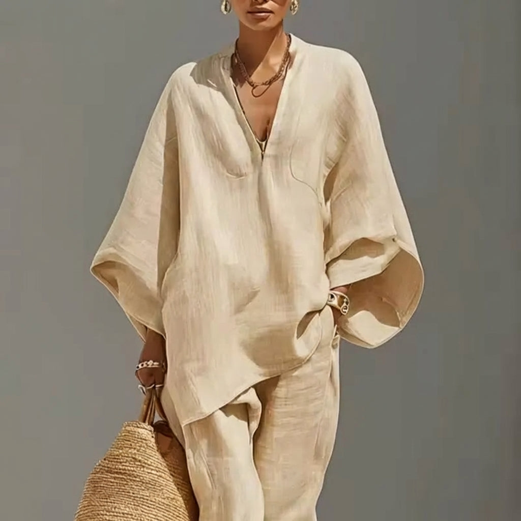 Marina | Completo casual da donna due pezzi con scollo a V