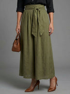 Vera | Completo Due Pezzi Blusa Nera e Gonna Midi Verde Oliva