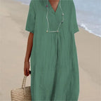 Sandra | Vestito casual in lino testurizzato con scollo a V