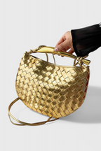 Borsa Gerda Woven con Manico Dorato