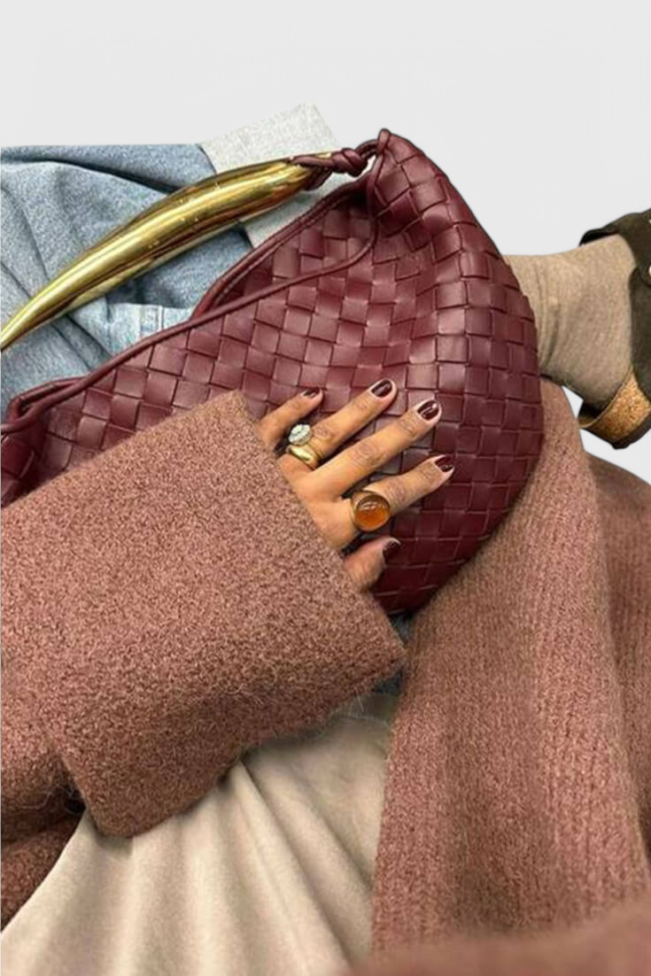 Borsa Gerda Woven con Manico Dorato