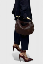 Borsa Gerda Woven con Manico Dorato