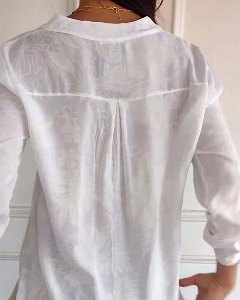Top stampato foglie con paillettes patchwork