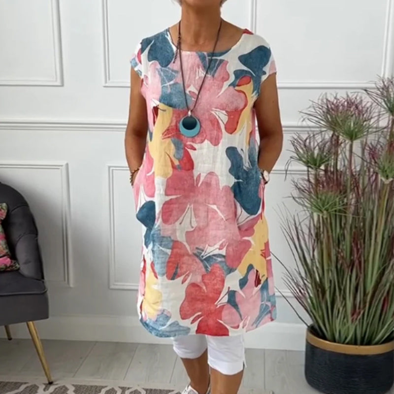 Maglia lunga casual con stampa floreale colorata