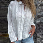 Camicia Ricamata Traforata Collo Polo Casual