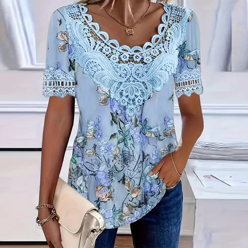 Maglietta a maniche corte con stampa floreale alla moda