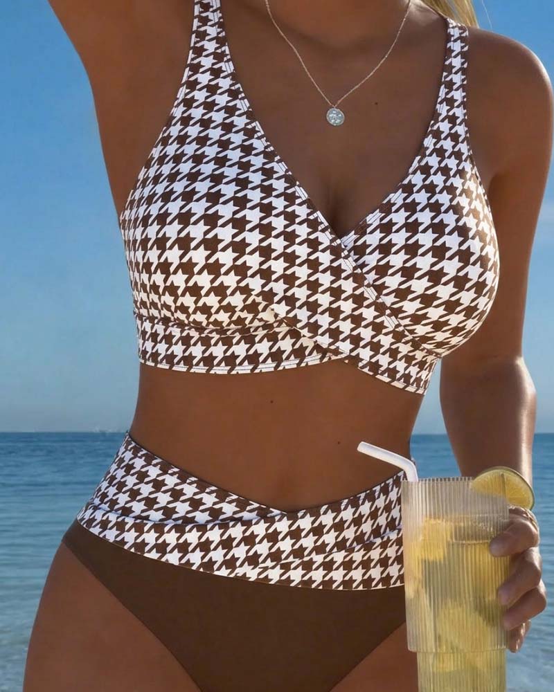 Bikini Pied-De-Poule Incrociato
