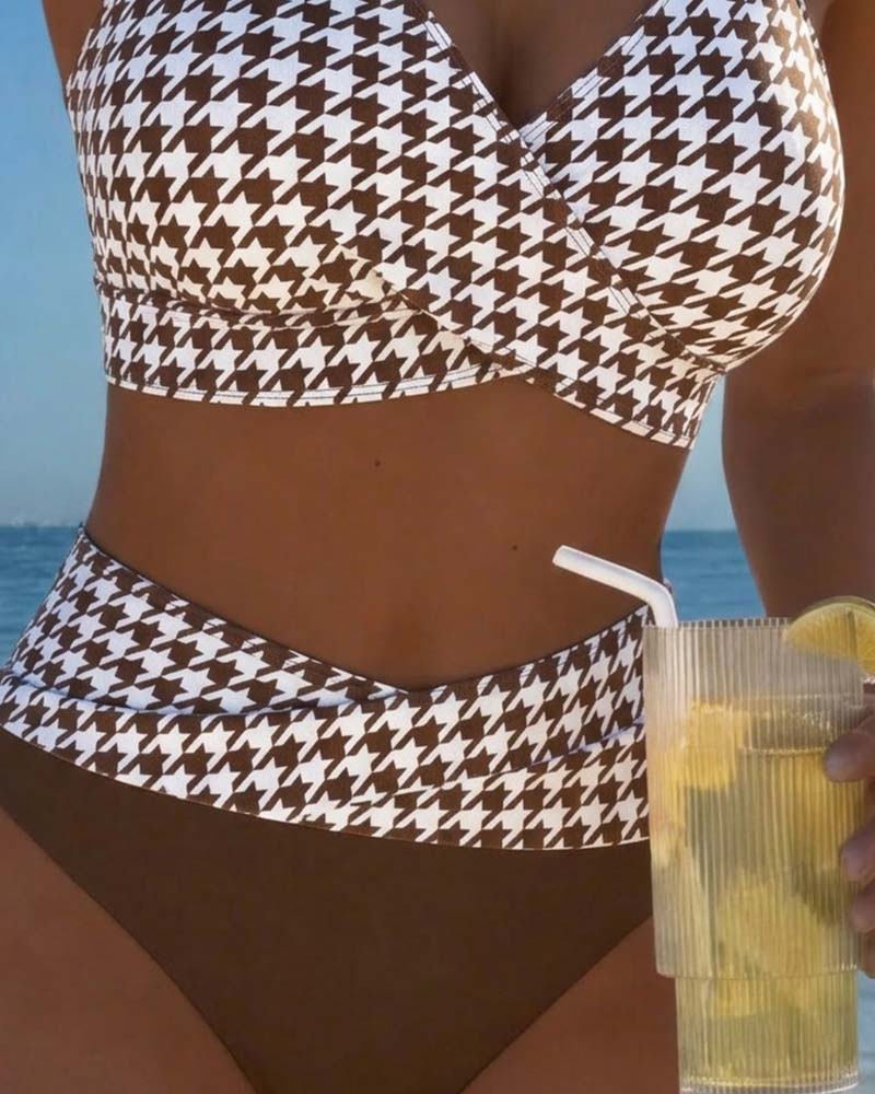 Bikini Pied-De-Poule Incrociato