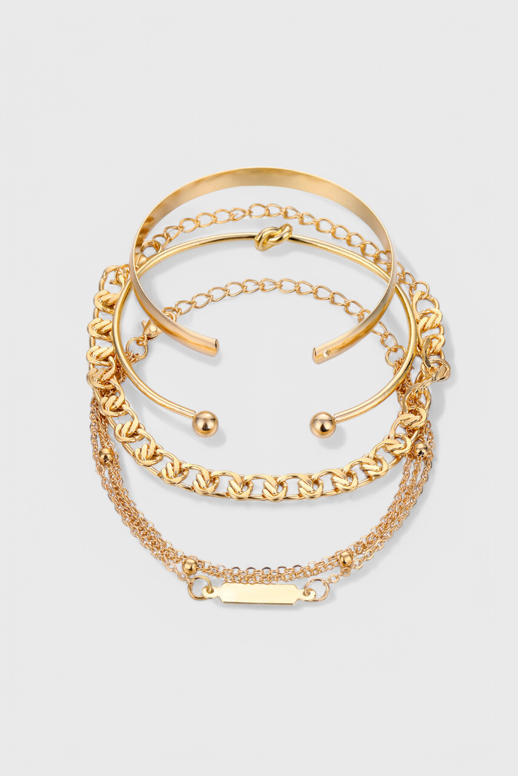 Set di bracciali a catena in metallo da 4 pezzi