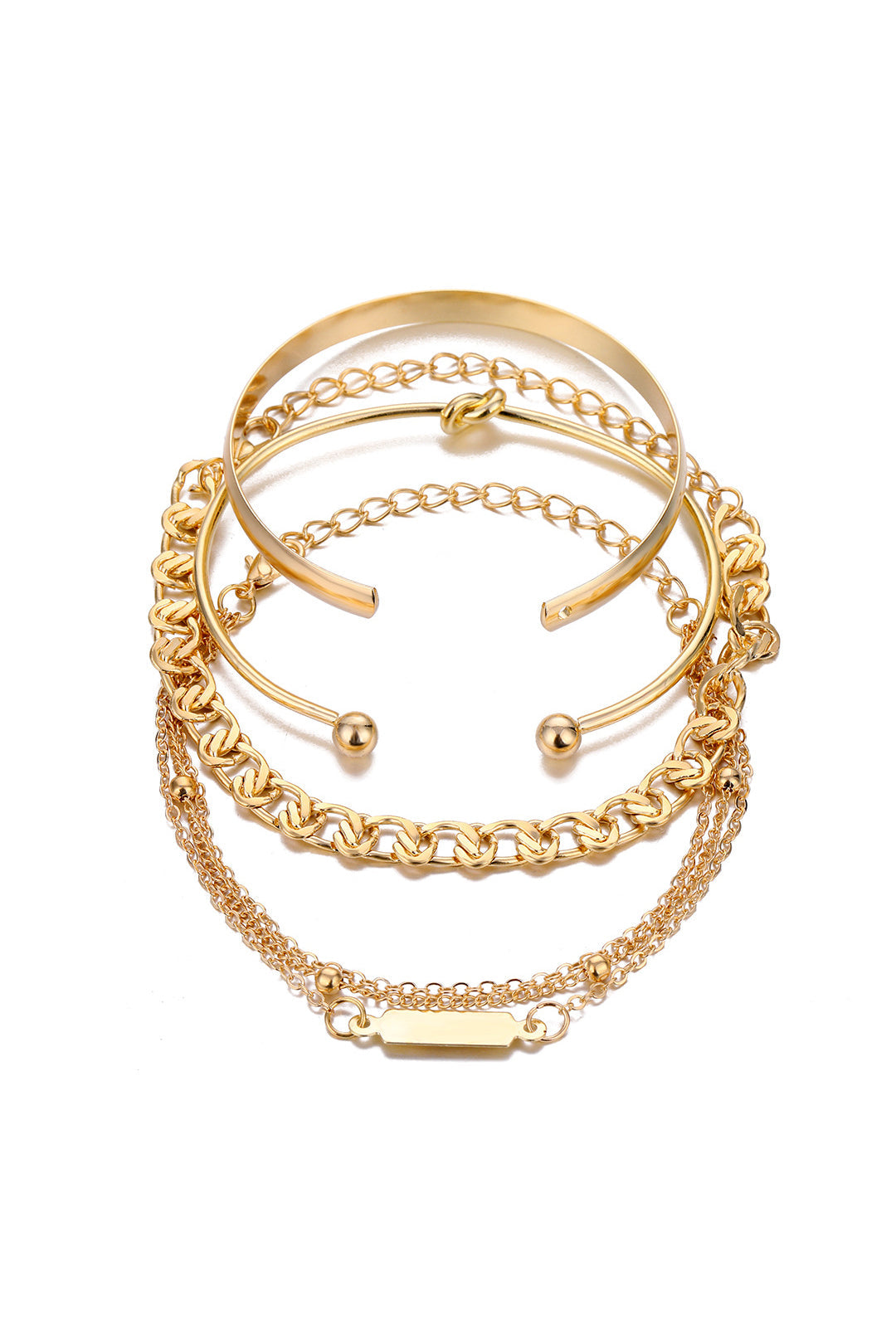 Set di bracciali a catena in metallo da 4 pezzi