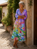 Ornella | Vestito da Spiaggia con Fiori Vivaci