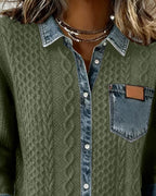 Camicia di jeans a maniche lunghe con patchwork