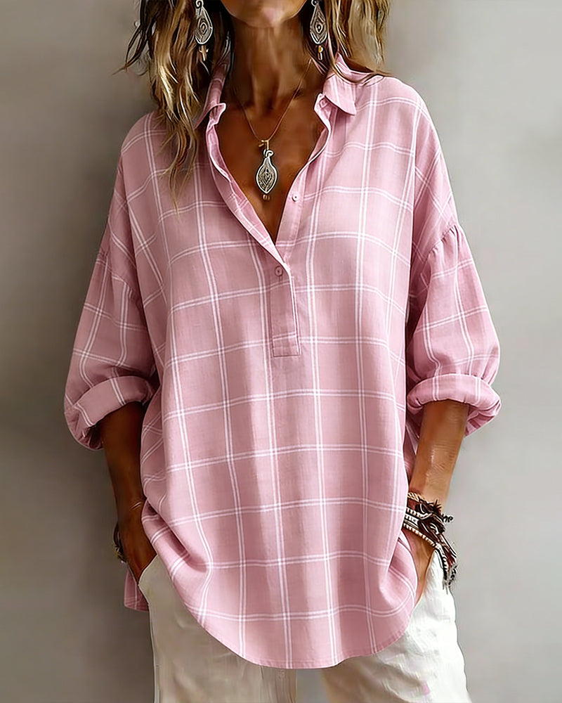 Camicia con rever a quadri sofisticata
