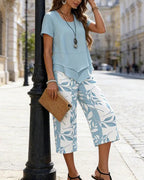 Completo due pezzi stampato casual con pantaloncini