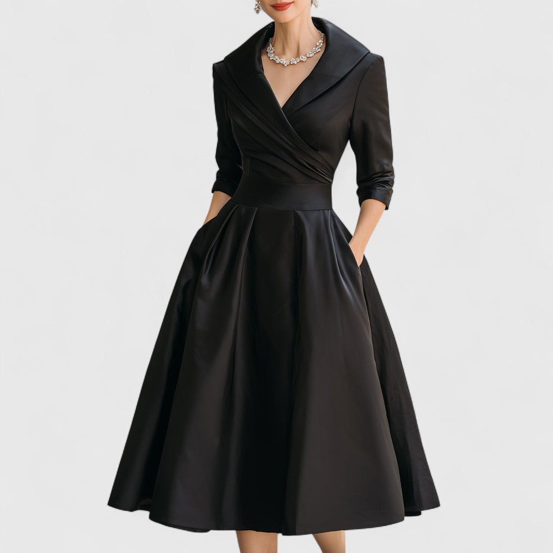 Elisabeth - Vestito in raso midi dal bagliore discreto e dal fascino intramontabile