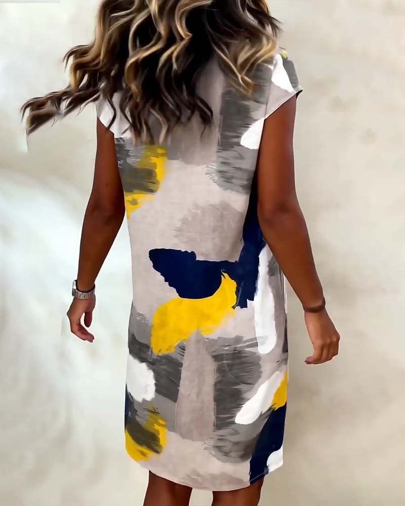 Abito girocollo tie-dye stampato
