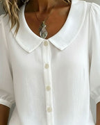 Camicia in cotone a maniche medie con colletto Peter Pan