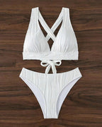 Bikini sexy a V profondo tinta unita