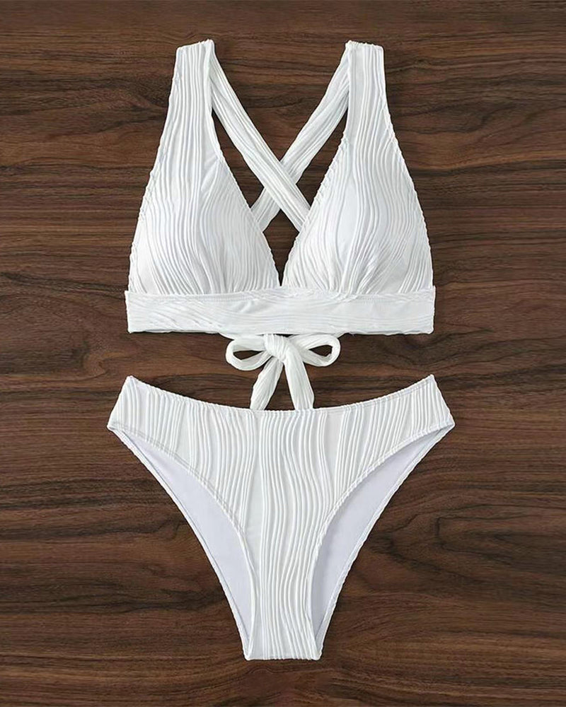 Bikini sexy a V profondo tinta unita
