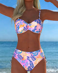 Bikini Bralette Stampa Foglie