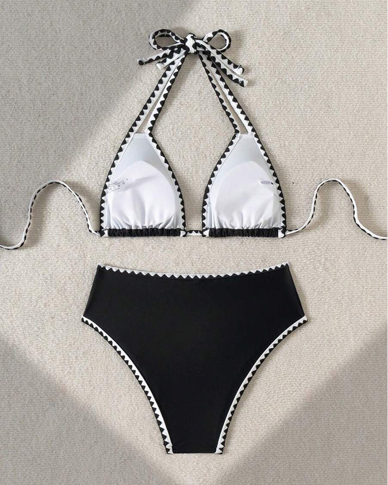 Bikini Sexy Triangolo Spaccato Colore a Contrasto