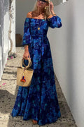 Luna | Vestito lungo con stampa floreale o