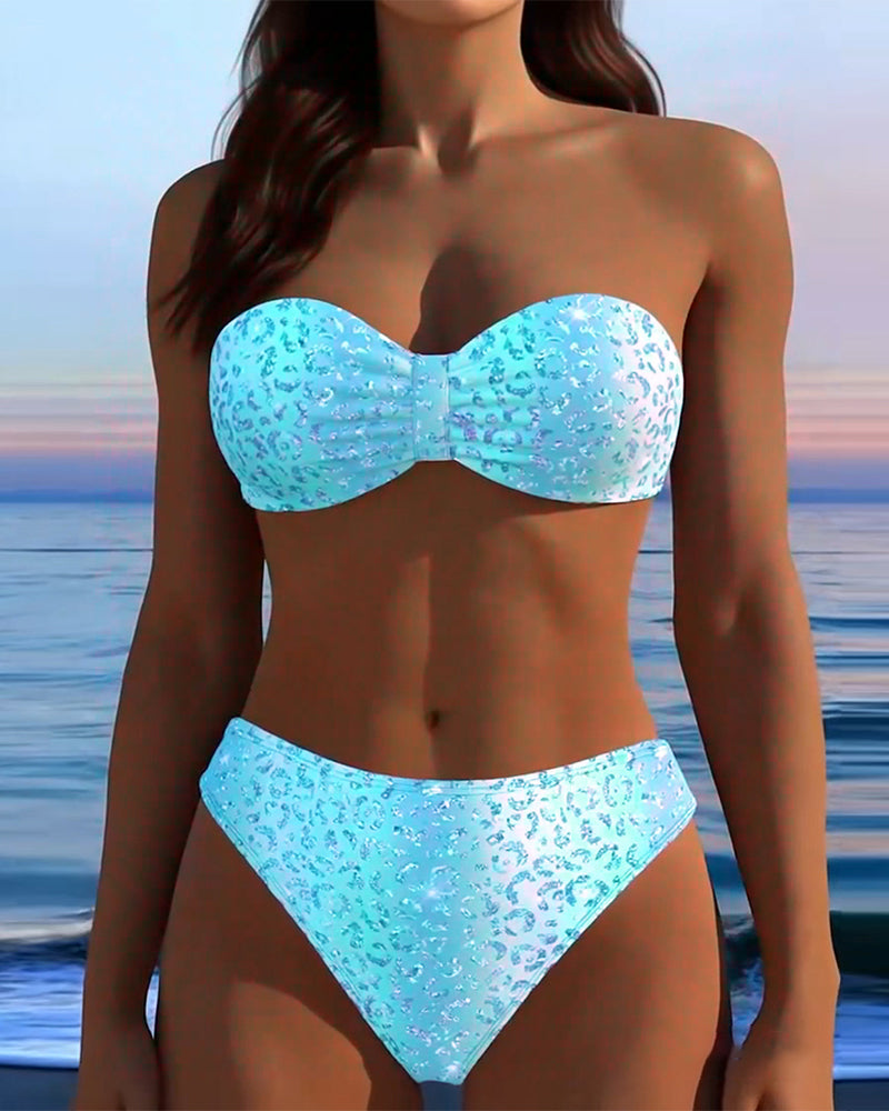 Bikini a fascia stampato leopardato