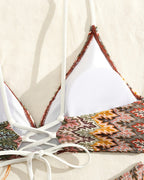 Bikini stampato a triangolo con nodo